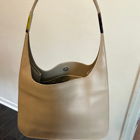 Gucci Handbags - Gucci Tan Leather Hobo Bag